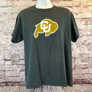 Gildan Heavy Cotton Gray Colorado University Buffaloes Graphic Print Tee Size L